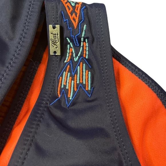 Navy and Coral Women's Swim Set Heat Swimwear BIKINI top + bottom size L. NWOT - Picture 7 of 9